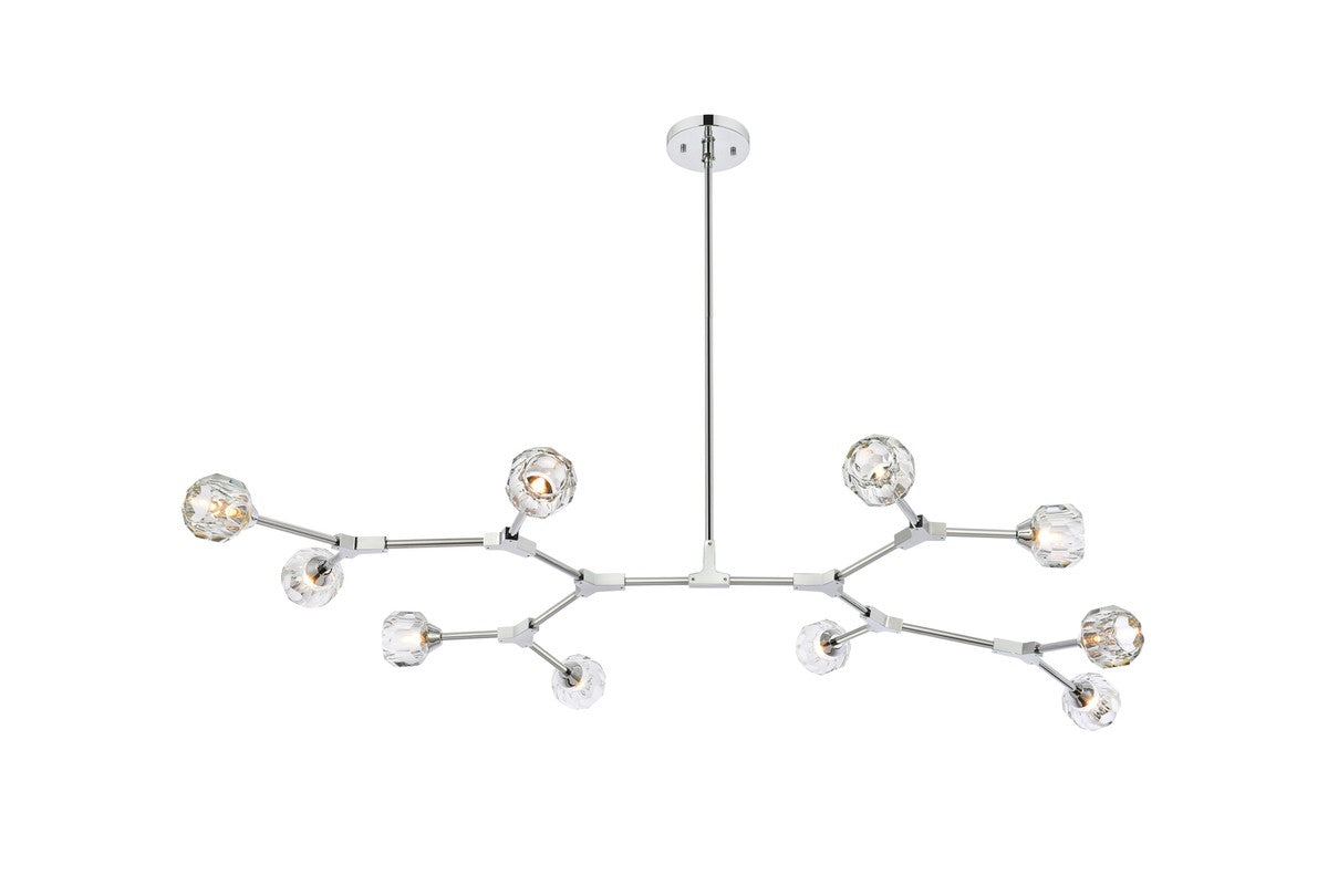 Elegant Lighting - 3508D56C - Ten Light Pendant - Zayne - Chrome And Clear