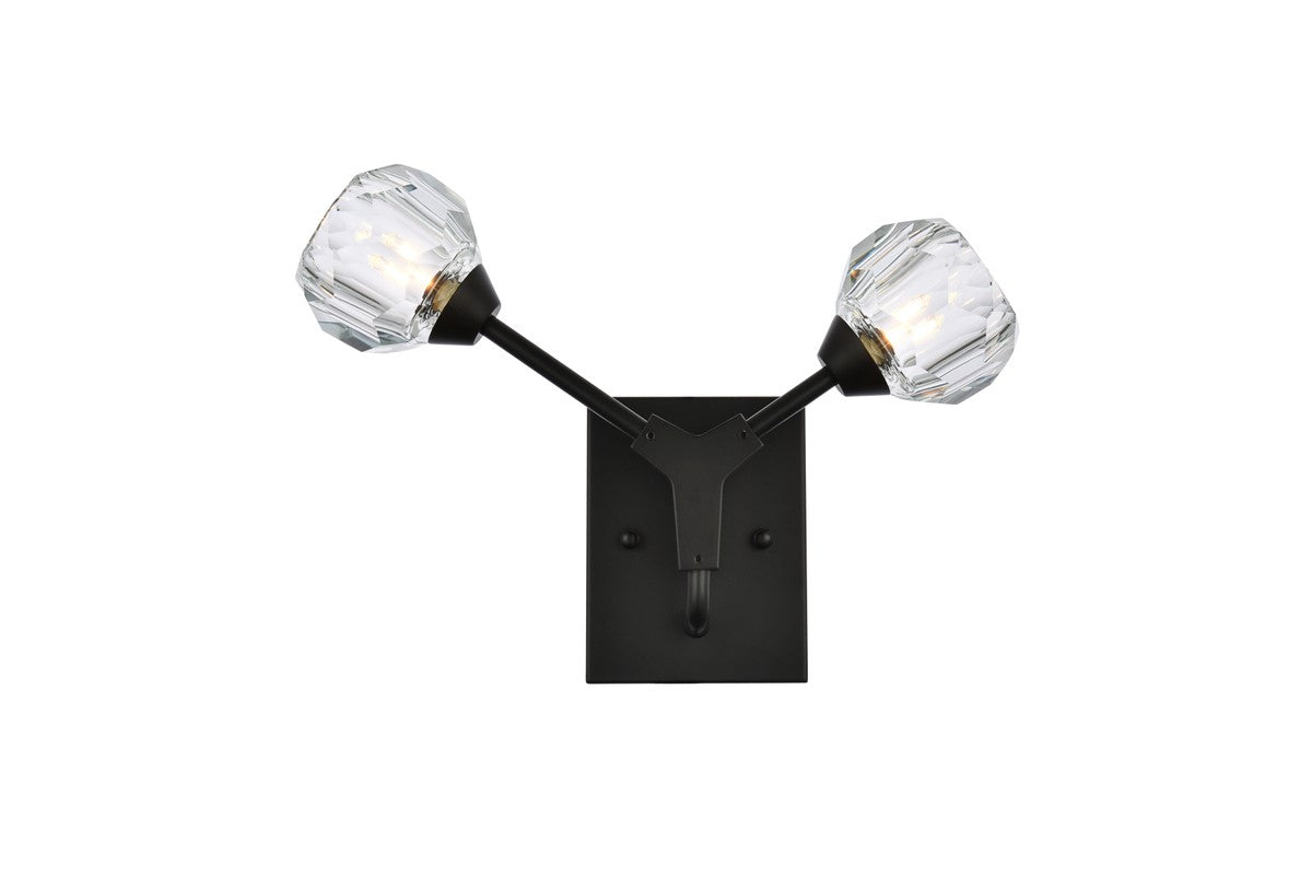 Elegant Lighting - 3508W15BK - Two Light Wall Sconce - Zayne - Black and Clear