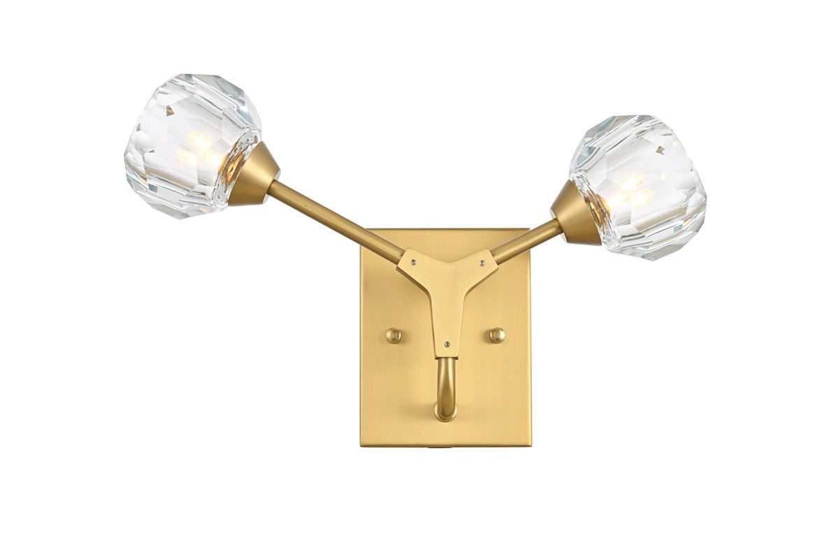 Elegant Lighting - 3508W15G - Two Light Wall Sconce - Zayne - Gold and Clear