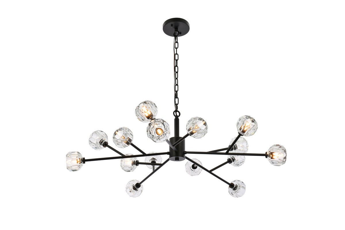 Elegant Lighting - 3509D42BK - 15 Light Pendant - Graham - Black And Clear