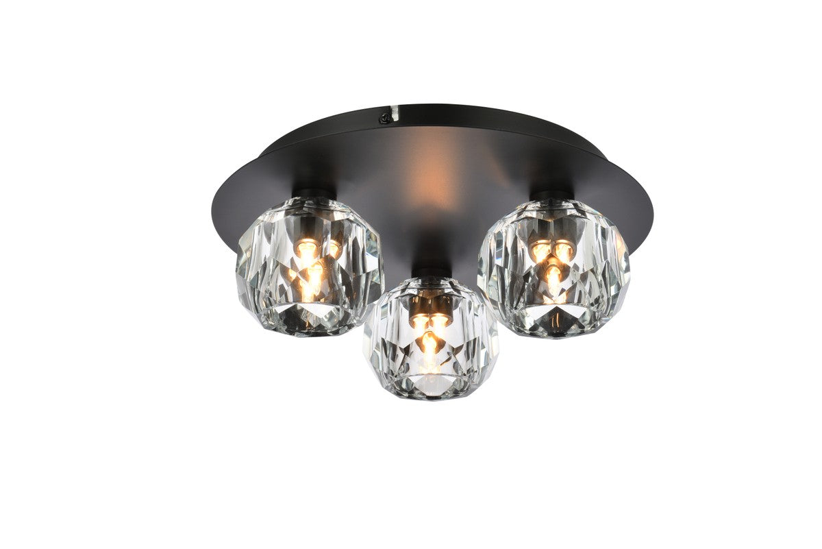 Elegant Lighting - 3509F12BK - Three Light Flush Mount - Graham - Black and Clear