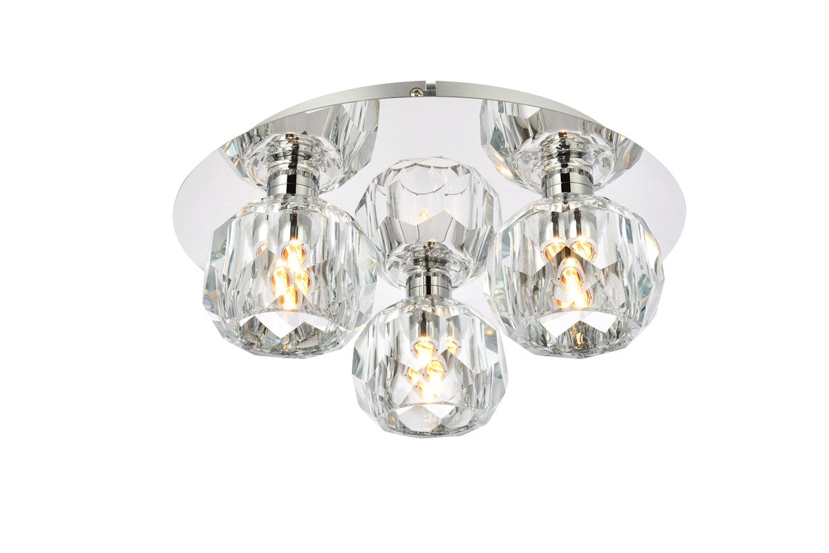 Elegant Lighting - 3509F12C - Three Light Flush Mount - Graham - Chrome and Clear