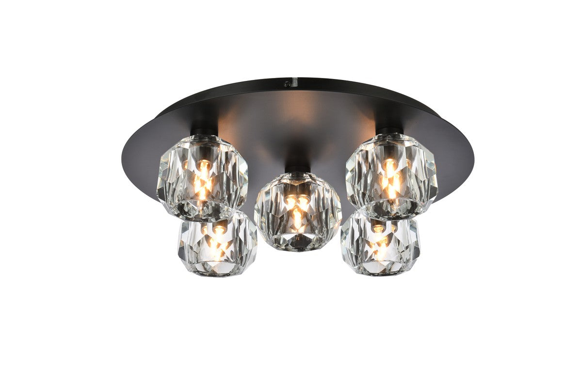 Elegant Lighting - 3509F16BK - Five Light Flush Mount - Graham - Black and Clear