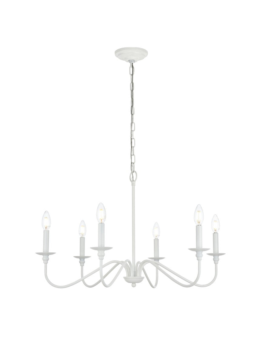 Elegant Lighting - LD5006D36WH - Six Light Chandelier - Rohan - White