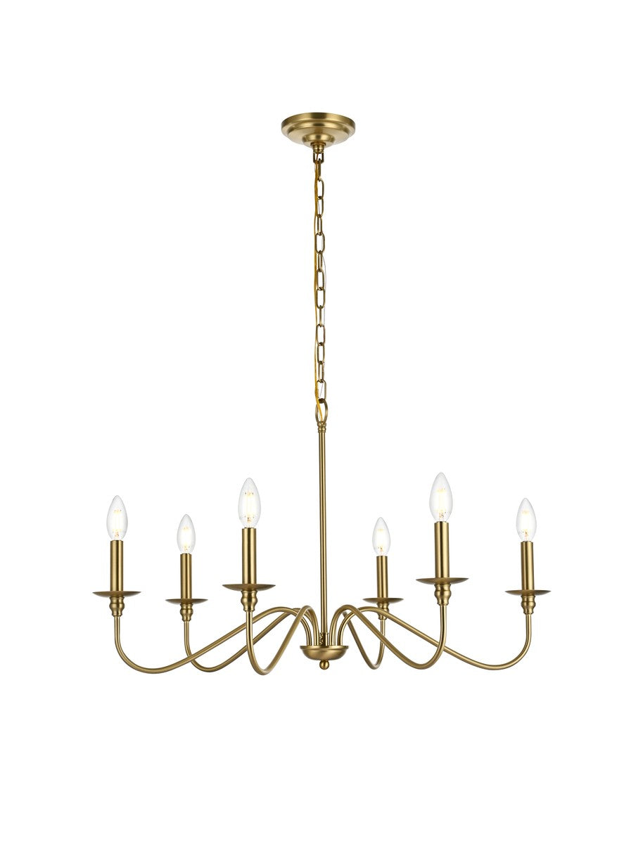 Elegant Lighting - LD5056D30SG - Six Light Chandelier - Rohan - Satin Gold