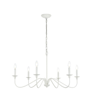 Elegant Lighting - LD5056D30WH - Six Light Chandelier - Rohan - White