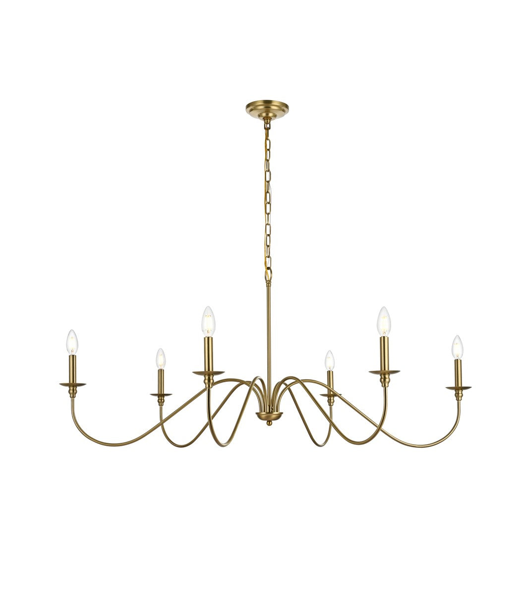 Elegant Lighting - LD5056D48SG - Six Light Chandelier - Rohan - Satin Gold