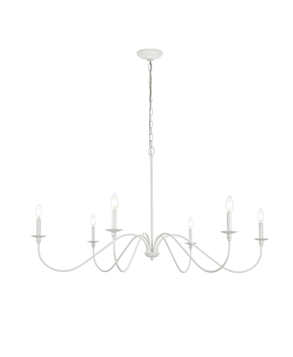 Elegant Lighting - LD5056D48WH - Six Light Chandelier - Rohan - White