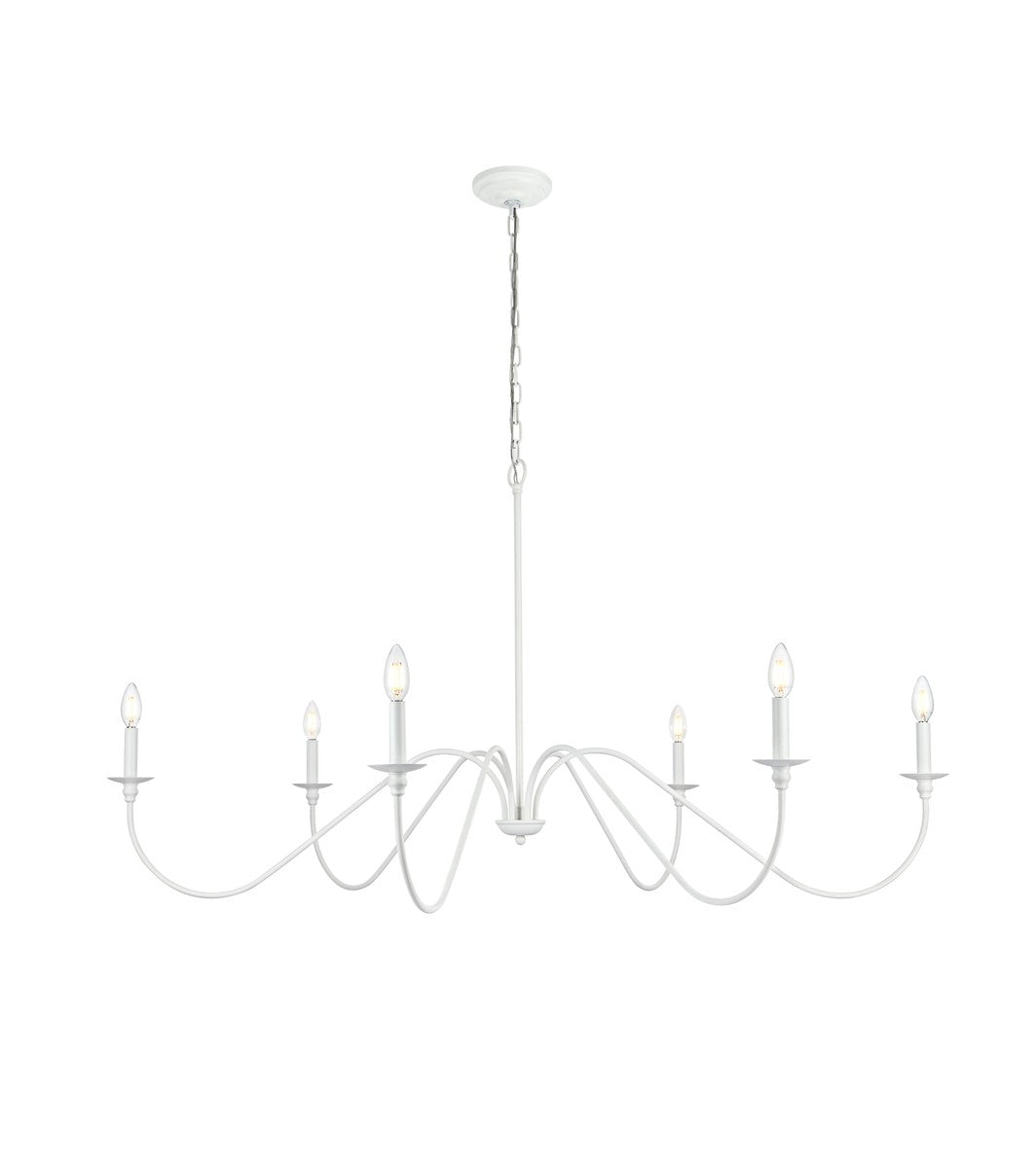 Elegant Lighting - LD5056D54WH - Six Light Chandelier - Rohan - White