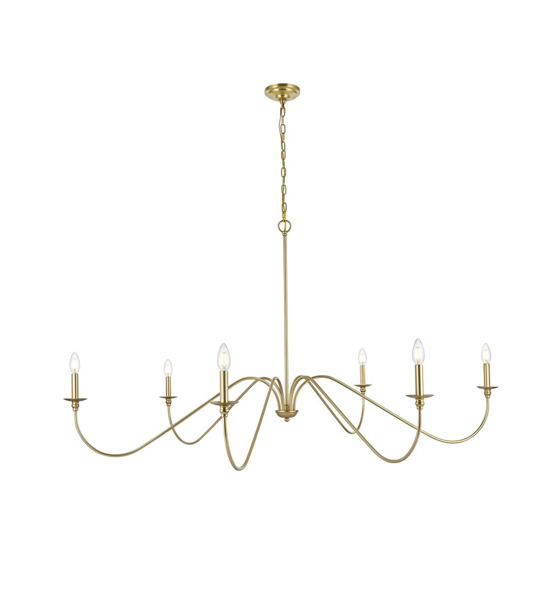 Elegant Lighting - LD5056D60BR - Six Light Chandelier - Rohan - Brass