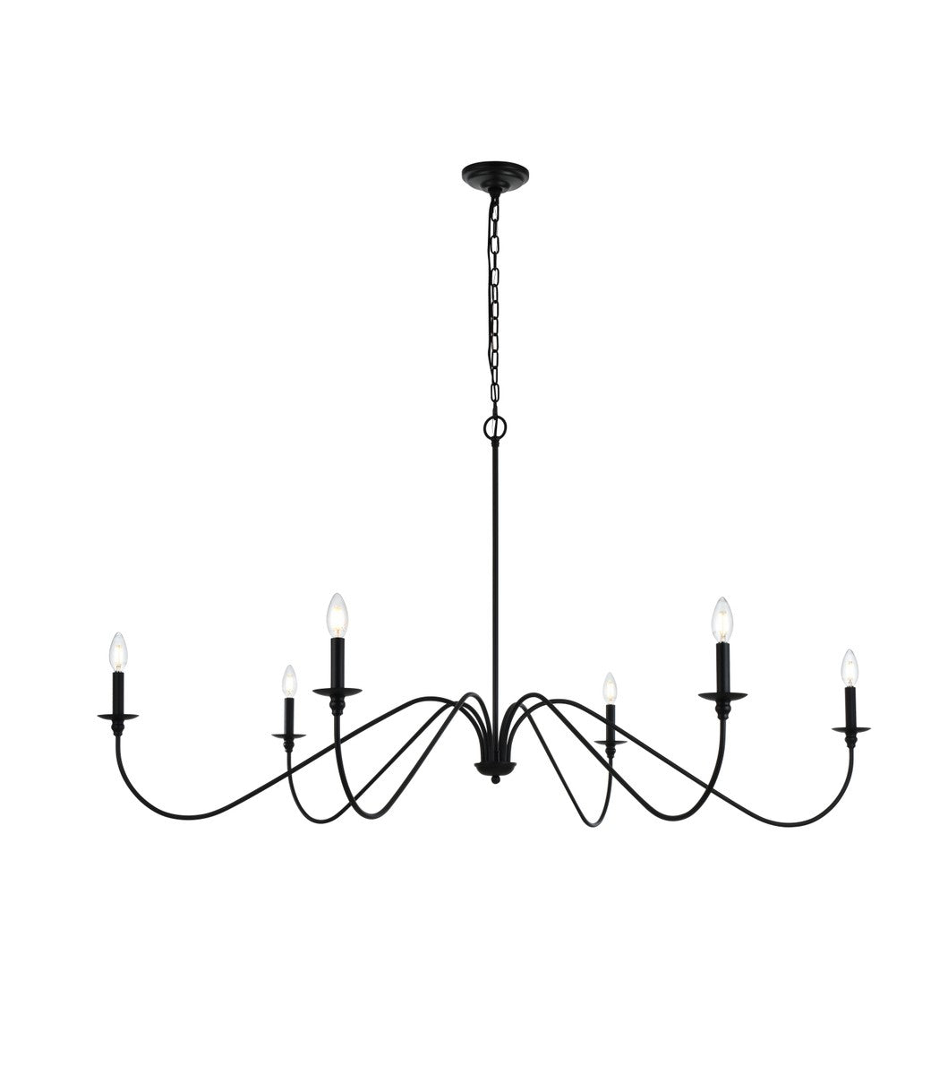 Elegant Lighting - LD5056D60MB - Six Light Chandelier - Rohan - Matte Black