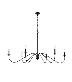 Elegant Lighting - LD5056D60MB - Six Light Chandelier - Rohan - Matte Black