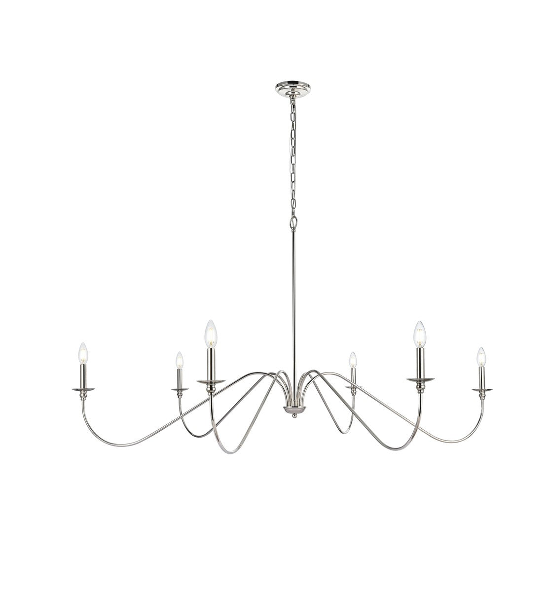 Elegant Lighting - LD5056D60PN - Six Light Chandelier - Rohan - Polished Nickel