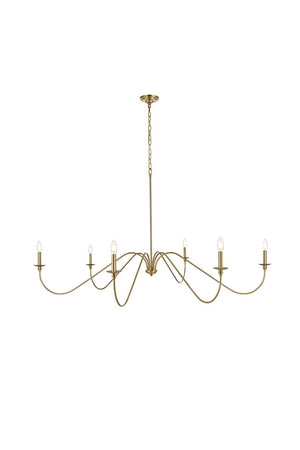 Elegant Lighting - LD5056D60SG - Six Light Chandelier - Rohan - Satin Gold