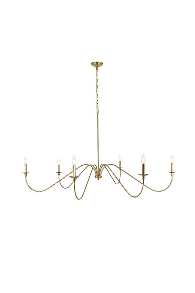 Elegant Lighting - LD5056D60SG - Six Light Chandelier - Rohan - Satin Gold