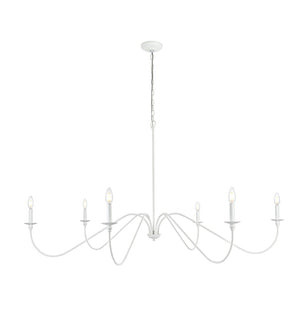 Elegant Lighting - LD5056D60WH - Six Light Chandelier - Rohan - White