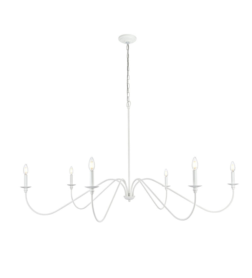 Elegant Lighting - LD5056D60WH - Six Light Chandelier - Rohan - White