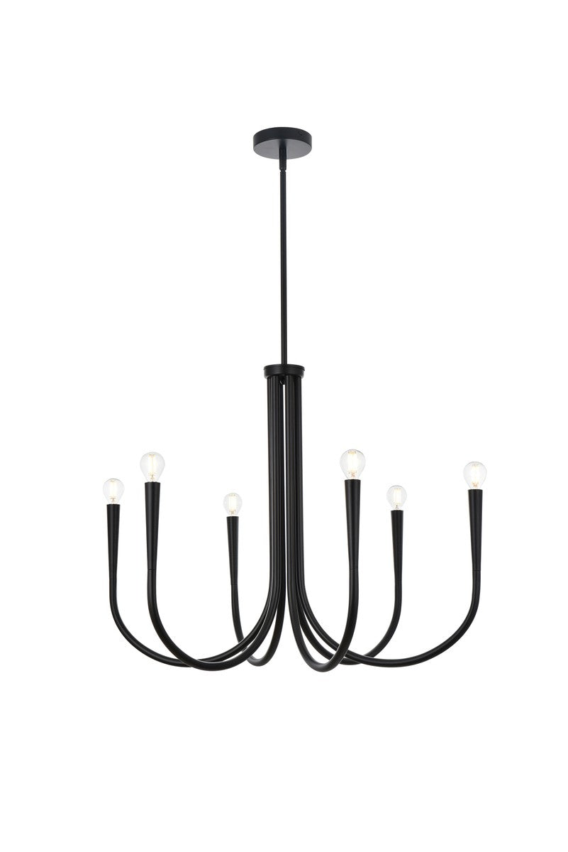 Elegant Lighting - LD722D30BK - Six Light Chandelier - Layne - Black