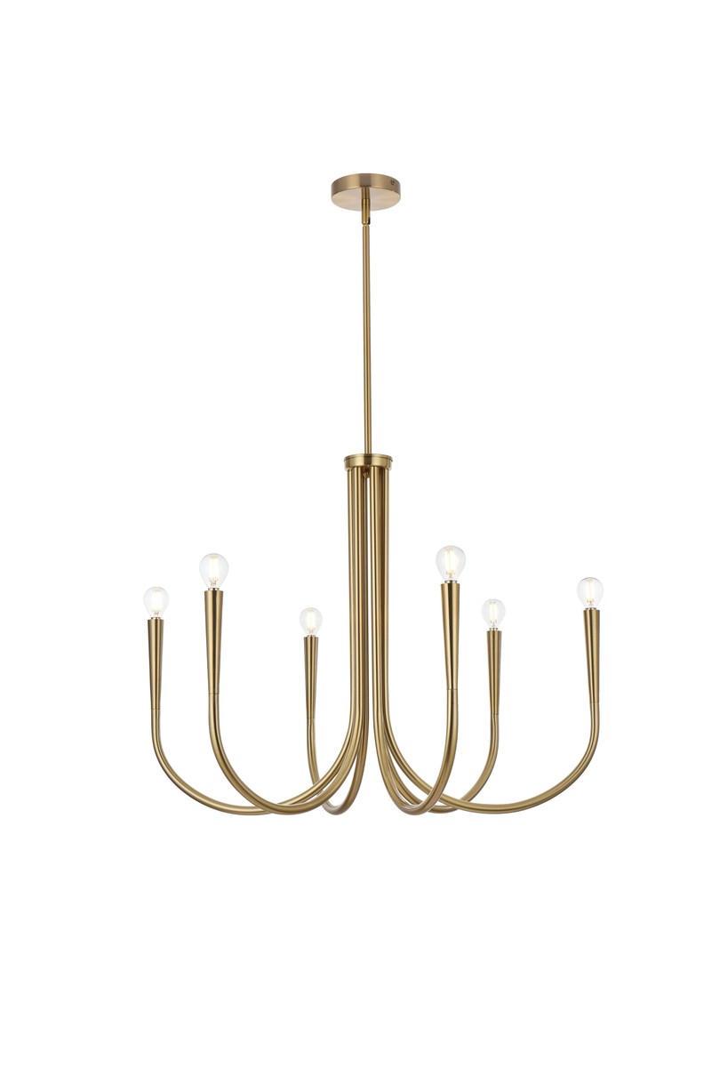 Elegant Lighting - LD722D30SG - Six Light Chandelier - Layne - Gold