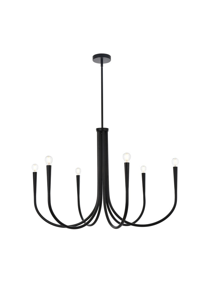 Elegant Lighting - LD722D36BK - Six Light Chandelier - Layne - Black