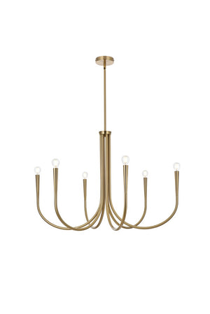 Elegant Lighting - LD722D36SG - Six Light Chandelier - Layne - Gold