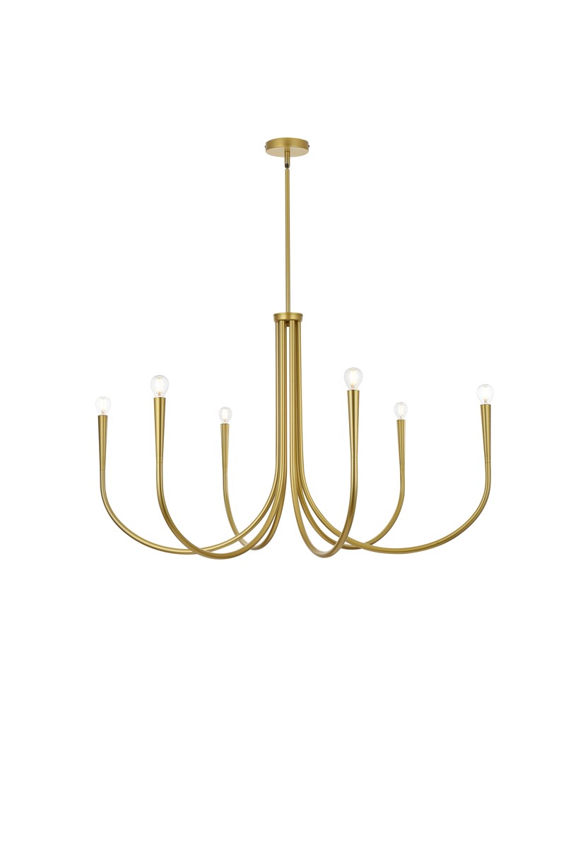 Elegant Lighting - LD722D42BR - Six Light Chandelier - Layne - Brass