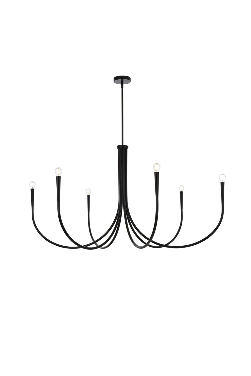 Elegant Lighting - LD722D50BK - Six Light Chandelier - Layne - Black