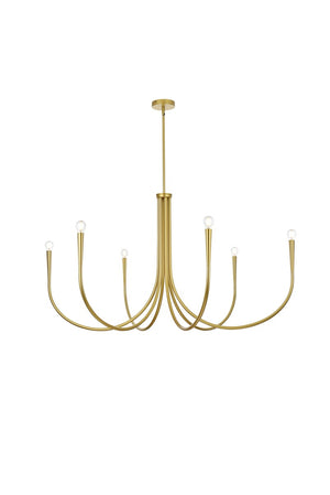 Elegant Lighting - LD722D50BR - Six Light Chandelier - Layne - Brass