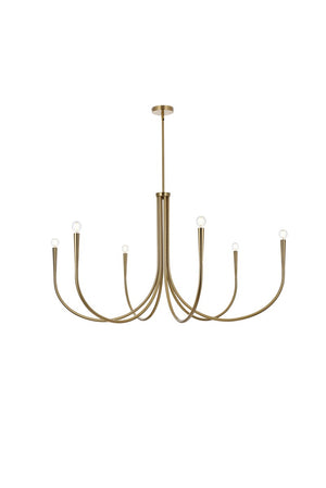 Elegant Lighting - LD722D50SG - Six Light Chandelier - Layne - Gold