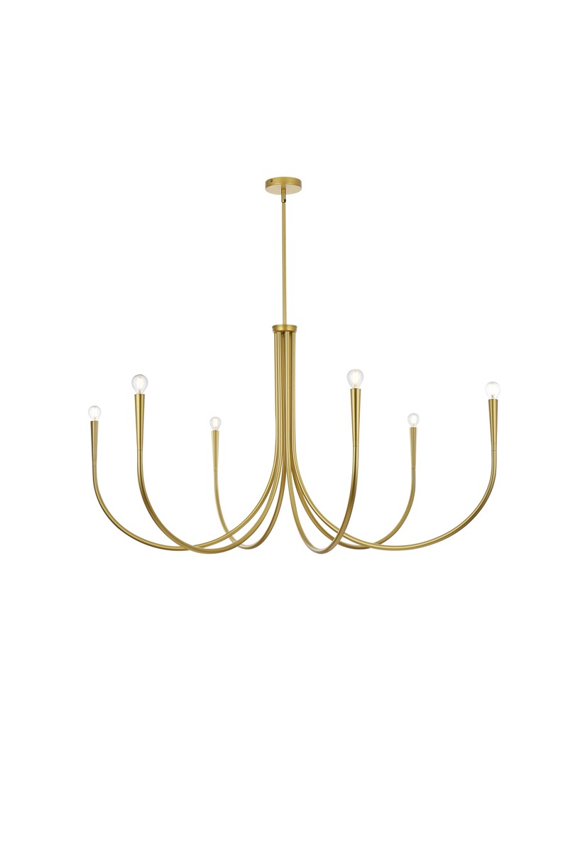 Elegant Lighting - LD722D55BR - Six Light Chandelier - Layne - Brass