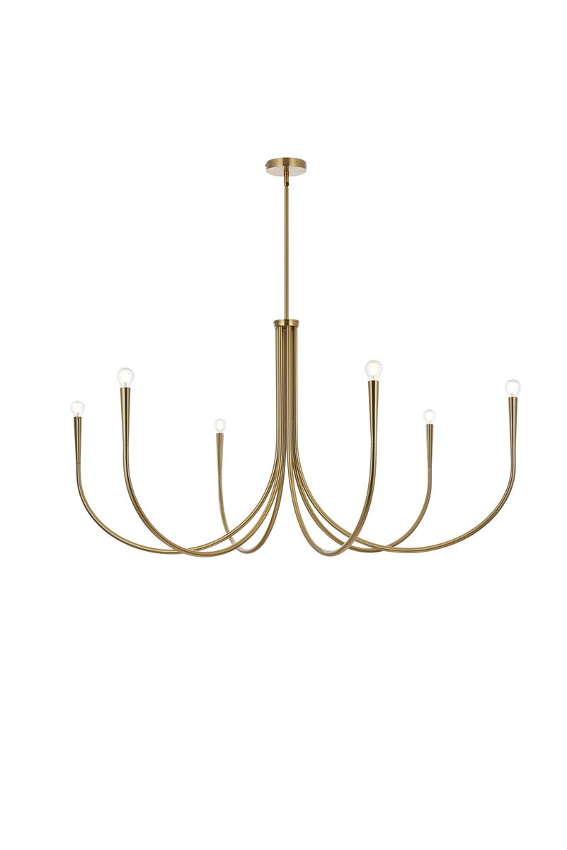 Elegant Lighting - LD722D55SG - Six Light Chandelier - Layne - Gold