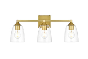 Elegant Lighting - LD7307W24BRA - Three Light Bath Sconce - Gianni - Brass And Clear