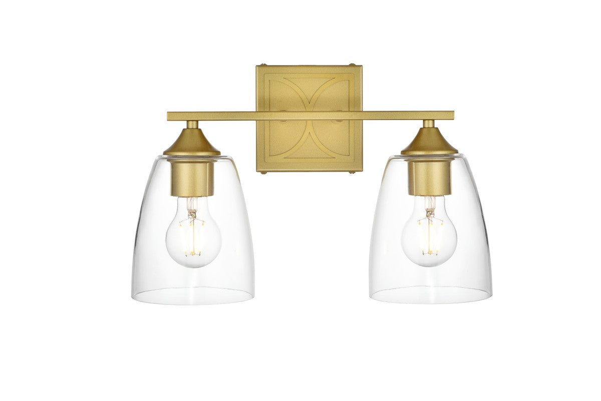 Elegant Lighting - LD7309W15BRA - Two Light Bath Sconce - Harris - Brass And Clear