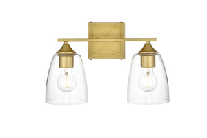 Elegant Lighting - LD7309W15BRA - Two Light Bath Sconce - Harris - Brass And Clear