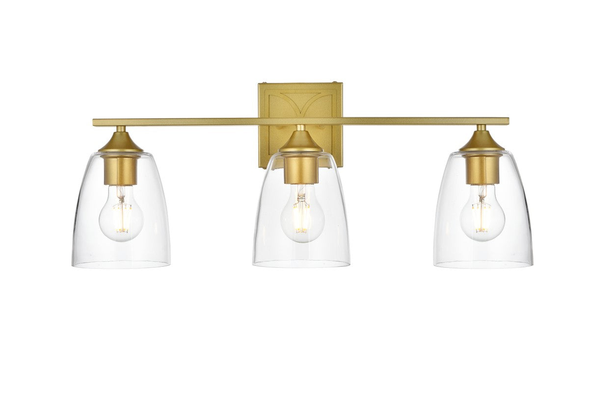 Elegant Lighting - LD7309W24BRA - Three Light Bath Sconce - Harris - Brass And Clear