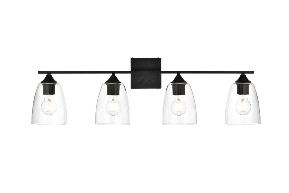 Elegant Lighting - LD7309W34BLK - Four Light Bath Sconce - Harris - Black And Clear