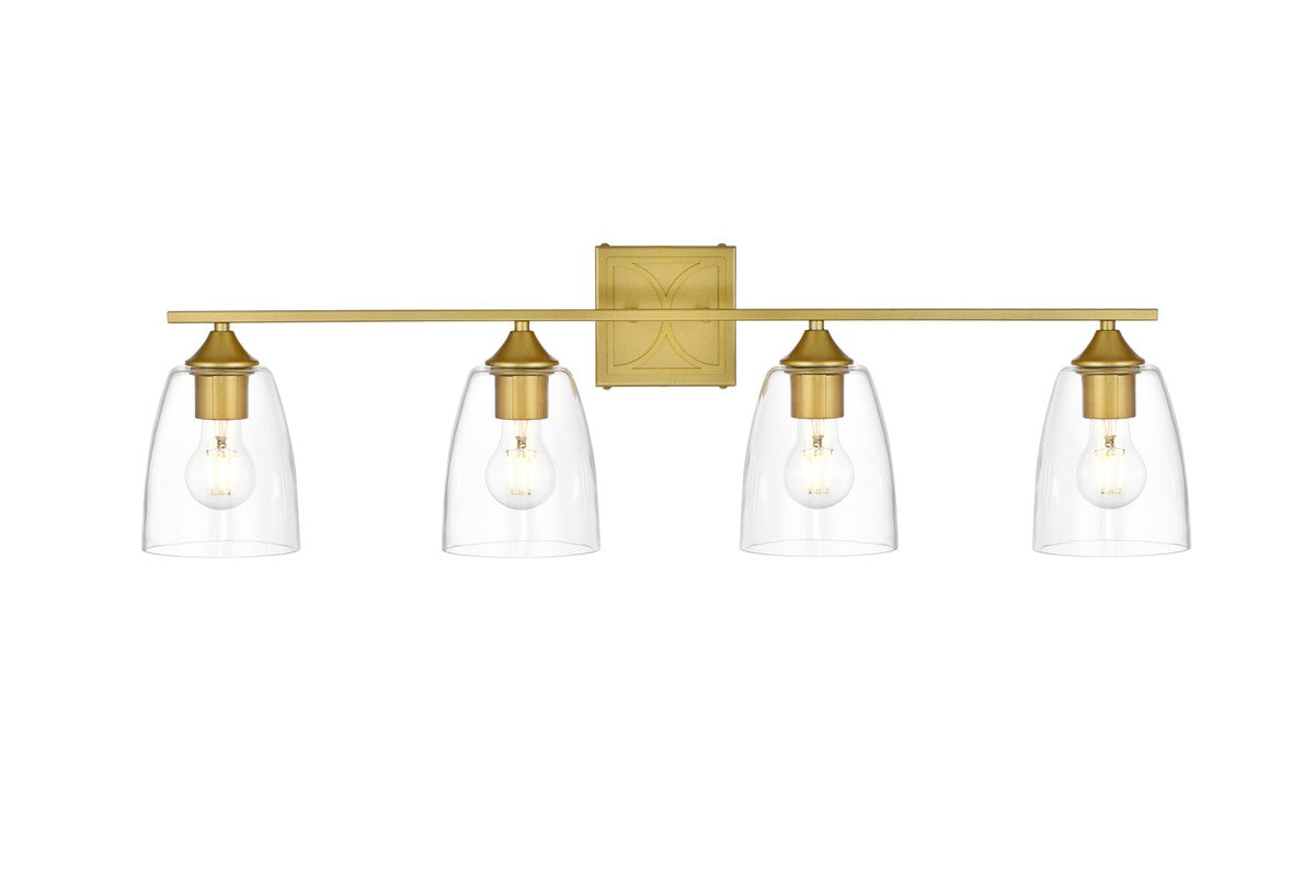 Elegant Lighting - LD7309W34BRA - Four Light Bath Sconce - Harris - Brass And Clear