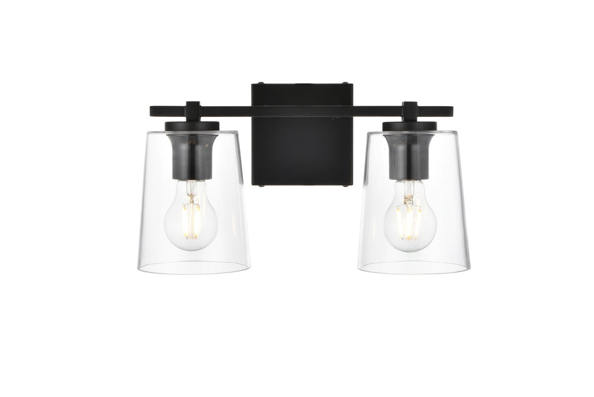 Elegant Lighting - LD7310W14BLK - Two Light Bath Sconce - Kacey - Black And Clear