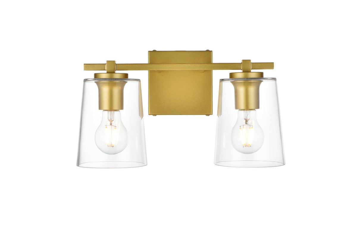 Elegant Lighting - LD7310W14BRA - Two Light Bath Sconce - Kacey - Brass And Clear