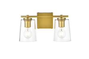 Elegant Lighting - LD7310W14BRA - Two Light Bath Sconce - Kacey - Brass And Clear