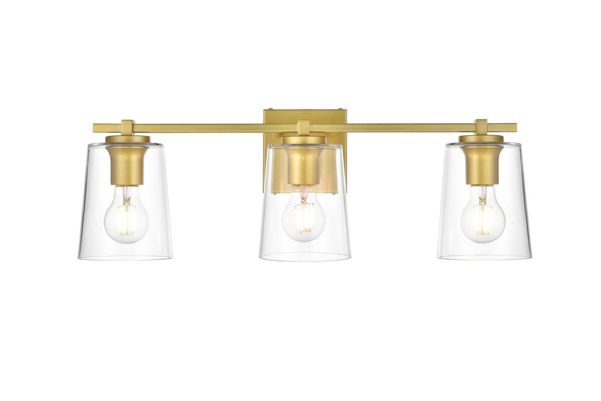 Elegant Lighting - LD7310W23BRA - Three Light Bath Sconce - Kacey - Brass And Clear