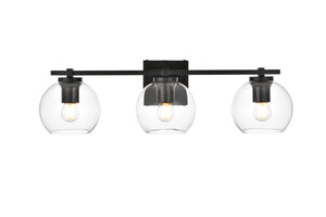 Elegant Lighting - LD7311W24BLK - Three Light Bath Sconce - Juelz - Black And Clear