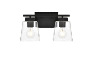 Elegant Lighting - LD7312W14BLK - Two Light Bath Sconce - Merrick - Black And Clear