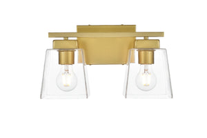 Elegant Lighting - LD7312W14BRA - Two Light Bath Sconce - Merrick - Brass And Clear