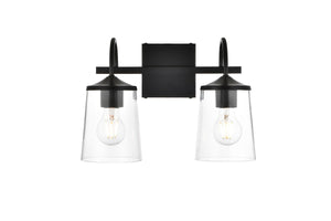 Elegant Lighting - LD7313W14BLK - Two Light Bath Sconce - Avani - Black And Clear