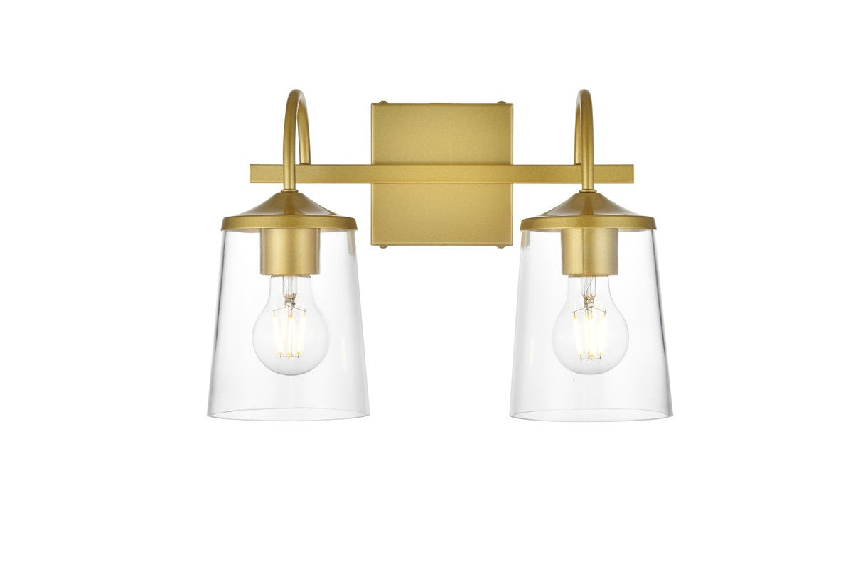 Elegant Lighting - LD7313W14BRA - Two Light Bath Sconce - Avani - Brass And Clear