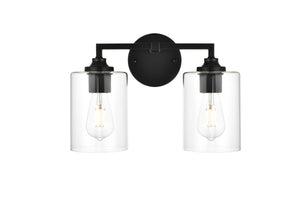 Elegant Lighting - LD7315W14BLK - Two Light Bath Sconce - Mayson - Black And Clear