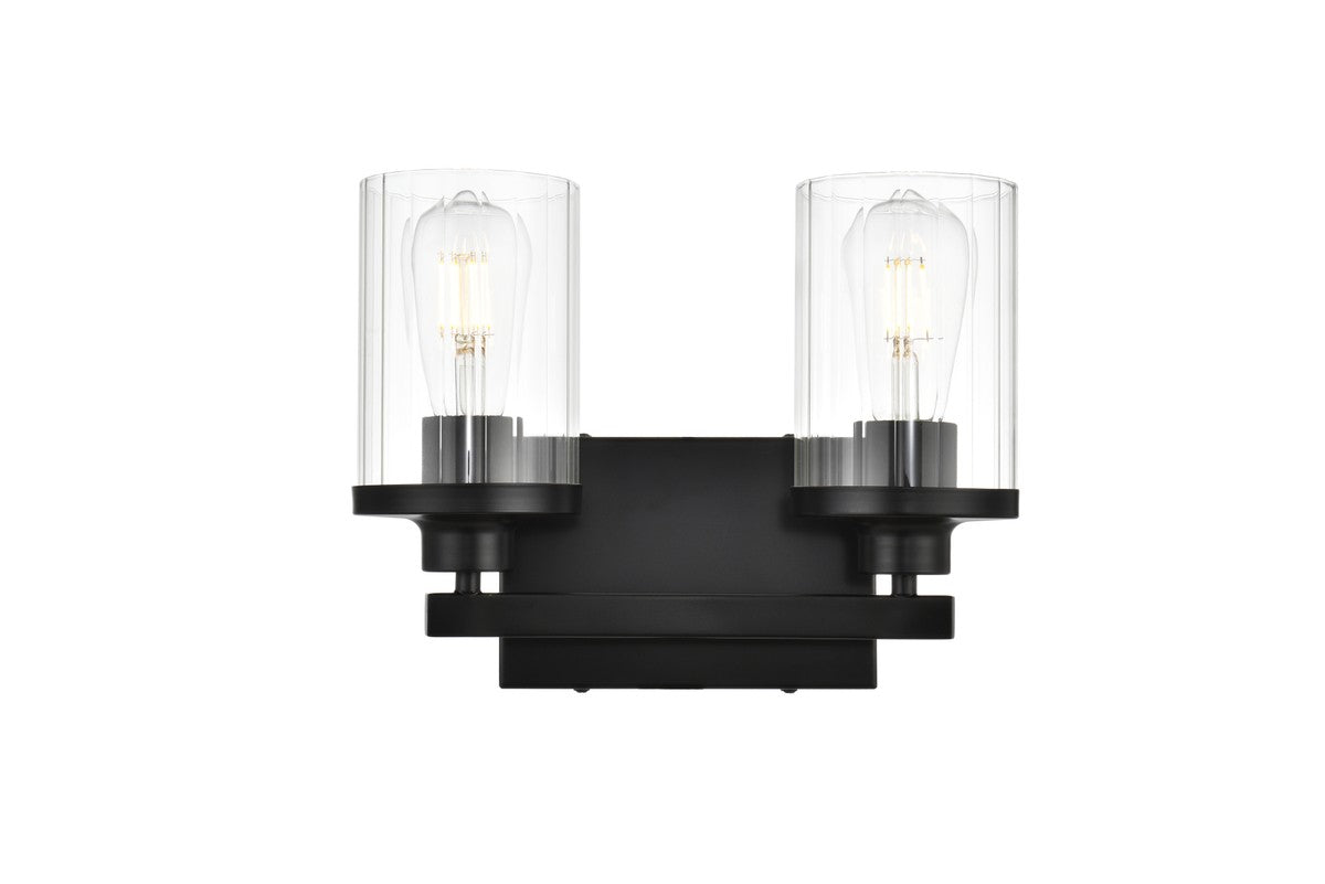 Elegant Lighting - LD7316W12BLK - Two Light Bath Sconce - Saanvi - Black And Clear