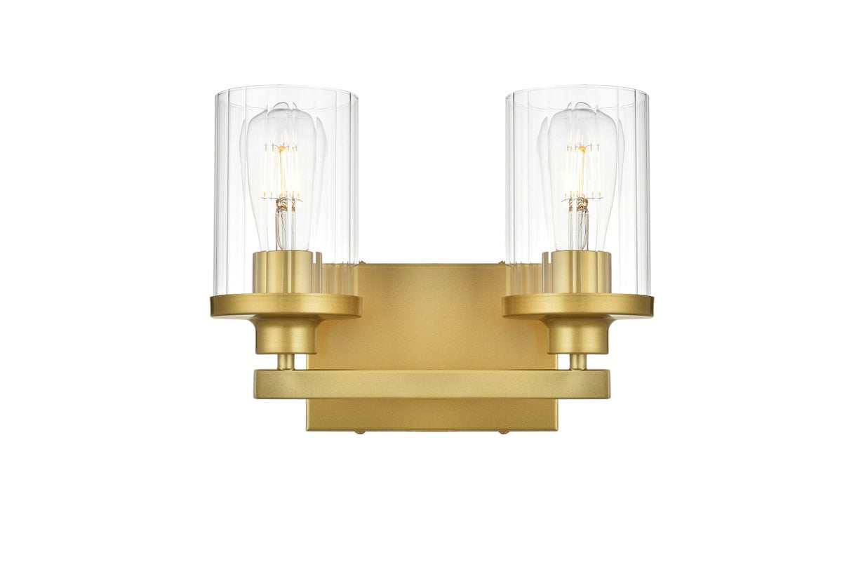 Elegant Lighting - LD7316W12BRA - Two Light Bath Sconce - Saanvi - Brass And Clear