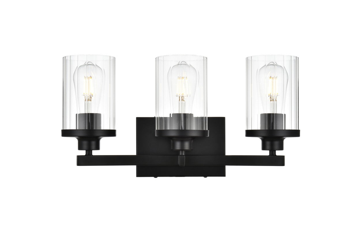 Elegant Lighting - LD7316W18BLK - Three Light Bath Sconce - Saanvi - Black And Clear